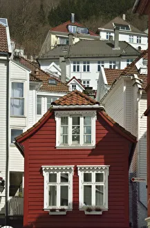 Bergen Prints: Wooden houses in Bergens Old Town. Bergen, Norway