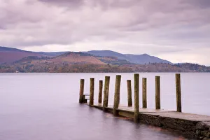 The Lakes Prints: Wooden jetty on the shores of Derwent Water, Lake District National Park, Cumbria