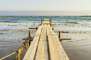 Images Dated 8th July 2021: Wooden jetty at Zapallo Bay, Limassol, Cyprus