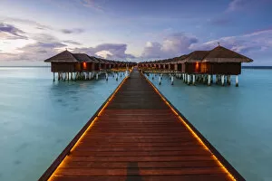 Images Dated 12th February 2018: Wooden pier in a tropical island, Maldives