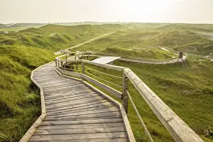 Nordsee Prints: Wooden plank path to the viewpoint in the dunes on the northern beach of Norderney