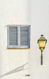 Images Dated 3rd March 2022: Wooden shuttered window, Old Town, Ibiza Town, Ibiza, Balearic Islands, Spain