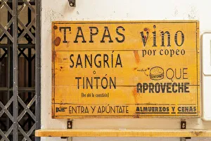 Wooden sign, Seville, Andalusia, Spain