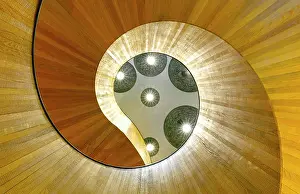 Abstract Prints: Wooden spiral staircase, Citizen M Bankside Hotel, London, England