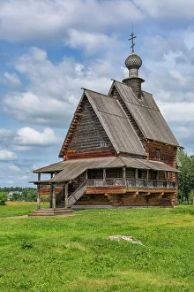 18th Century Prints: Wooden St. Nicholas Church, 1766, Suzdal Kremlin, Suzdal, Vladimir region, Russia