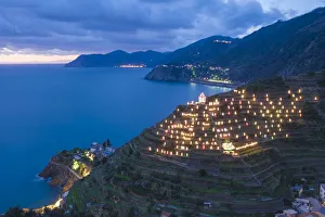 The world biggest presepio on the hills of Manarola, Cinque Terre, ligurian coast, Italy The world biggest presepio on the hills of Manarola, Cinque Terre, ligurian coast, Italy