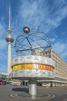 Tv Tower Prints: World time clock with TV tower, Alexanderplatz, Berlin, Germany