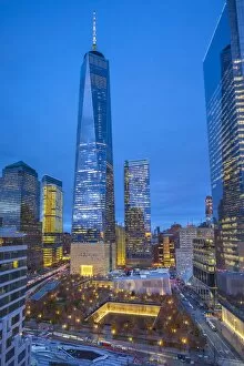Architecture Collection: One World Trade Center and 911 Memorial, Lower Manhattan, New York City, New York, USA