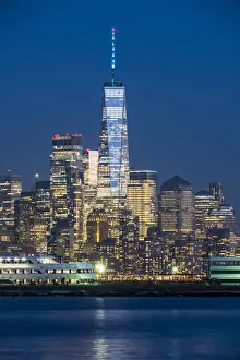 Tall Buildings Prints: One World Trade Center, Lower Manhattan (downtown) from New Jersey, New York City, USA