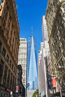 World trade centre towering above the finacial district, New York, USA