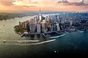 One World Trace Center Prints: One World Tradecenter, Freedomtower Aerial View over New York City Manhattan