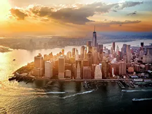 One World Trace Center Prints: One World Tradecenter, Freedomtower Aerial View over New York City Manhattan