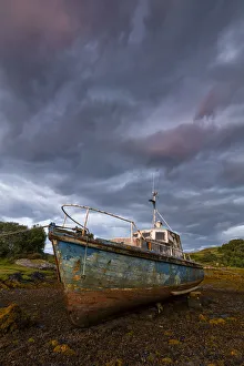 United Kindom Prints: wreck boat, Ornsay, isle of Skye, Inner hebrides, Scotland