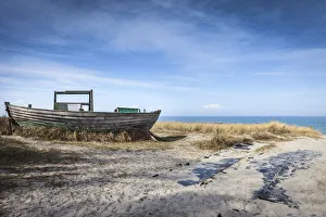 Zingst Prints: Wreck of a fishing boat on the beach of Zingst, Mecklenburg-Western Pomerania