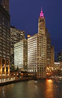 Sky Scraper Gallery: The Wrigley Building in the loop in Chicago on a rainy day. USA