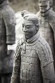 Xian, Shaanxi, China. Close up of one of the many warriors of the terracotta army