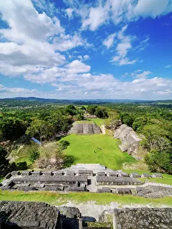 Plaza A Prints: Xunantunich Archaeological Site, elevated view from El Castillo, Cayo District, Belize