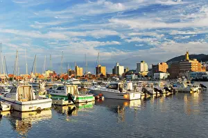 Hokkaido Prints: Yachts and boats in harbour, Hakodate, Hokkaido, Japan