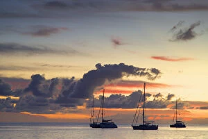 Pacific Islands Gallery: Yachts moored at sunset, Waya Island, Yasawa Islands, Fiji