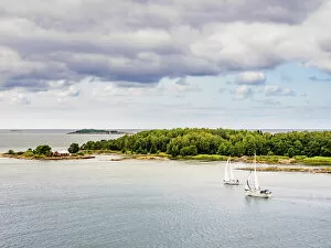 Alandish Gallery: Yachts sailing near Mariehamn, elevated view, Aland Islands, Finland