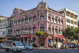 Busy Prints: Yangon, Myanmar, Old colonial era buildings in Yangon, Myanmar