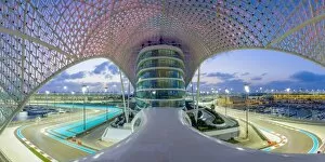 Architecture Collection: Yas Marina Hotel and Formula 1 race track, Yas Island, Abu Dhabi, United Arab Emirates