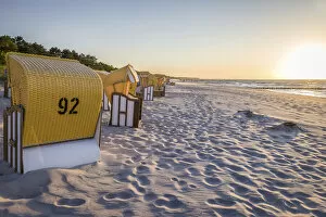 Sandy Beach Collection: Yellow beach chairs in Zingst, Mecklenburg-Western Pomerania, Northern Germany, Germany