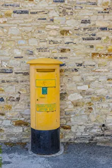 Mailbox Prints: Yellow letter box in Pano Lefkara, Lefkara Village, Cyprus