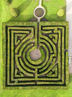 Hever Prints: The Yew Maze at Hever Castle, Hever, Edendridge, Kent, England, UK