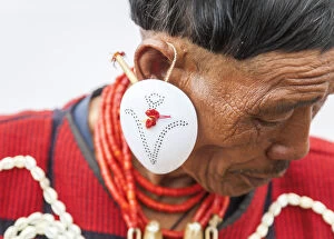 Tribe Collection: Yimchunger tribesman with earring, Nagaland, N. E. India