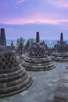 Yogyakarta, Java, Indonesia, South East Asia. Borobudur temple at dusk Yogyakarta, Java, Indonesia, South East Asia. Borobudur temple at dusk