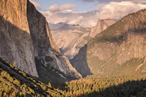 Half Dome Prints: Yosemite Valley, with evening light bathing on Half Dome and El Capitan, Yosemite