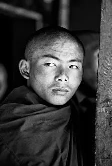 Bhutan Prints: Young Buddhist monk, Tamshing Phala Choepa Tsechu, near Jakar, Bumthang, Bhutan, Asia
