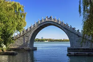 Qing Dynasty Prints: Yudai Bridge at Summer Palace (UNESCO World Heritage Site), Beijing, China