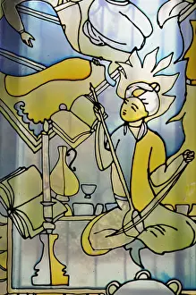 Stained Glass Prints: Detail of Yunus Rajabiy museum. He was (1897-1976) a legendary composer of Shashmaqam