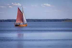 Bodden Prints: Zeesen boat on the bay near Althagen, Mecklenburg-Western Pomerania, Northern Germany