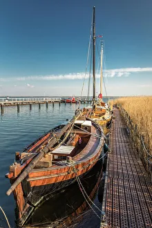 Wooden Boats Prints: Zeesenboote in the Bodden harbour of Born am Darss