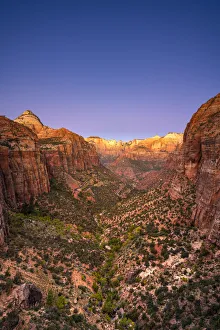 Zion Canyon Overlook before sunrise, Zion National Park, Utah, USA