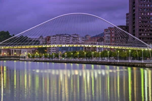 Images Dated 7th August 2014: Zubizuri bridge designed by architect Santiago Calatrava, Bilbao, Basque Country, Spain