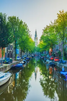 Images Dated 25th November 2019: Zuiderkerk church in Amsterdam reflecting in the Groenburgwal canal, Holland / Netherlands