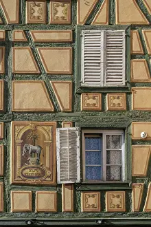 Grand Est Prints: Zum Elephant historical hotel, Ribeauville, Haut-Rhin, Alsace, Grand Est, France